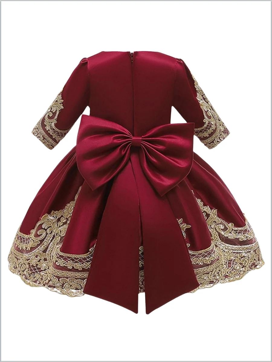 Satin&Gold Embroidered Dress
