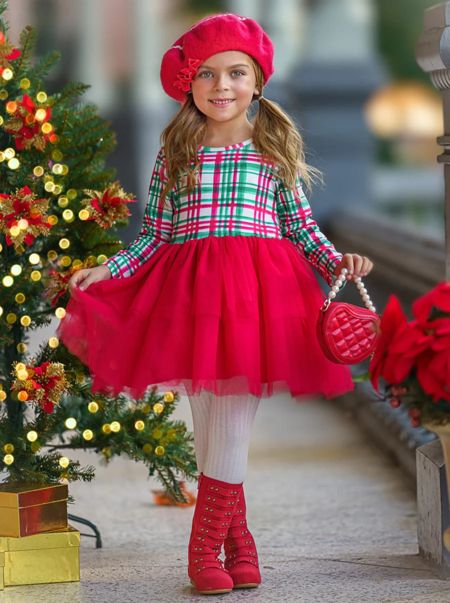 Green Plaid Holiday Tutu Dress