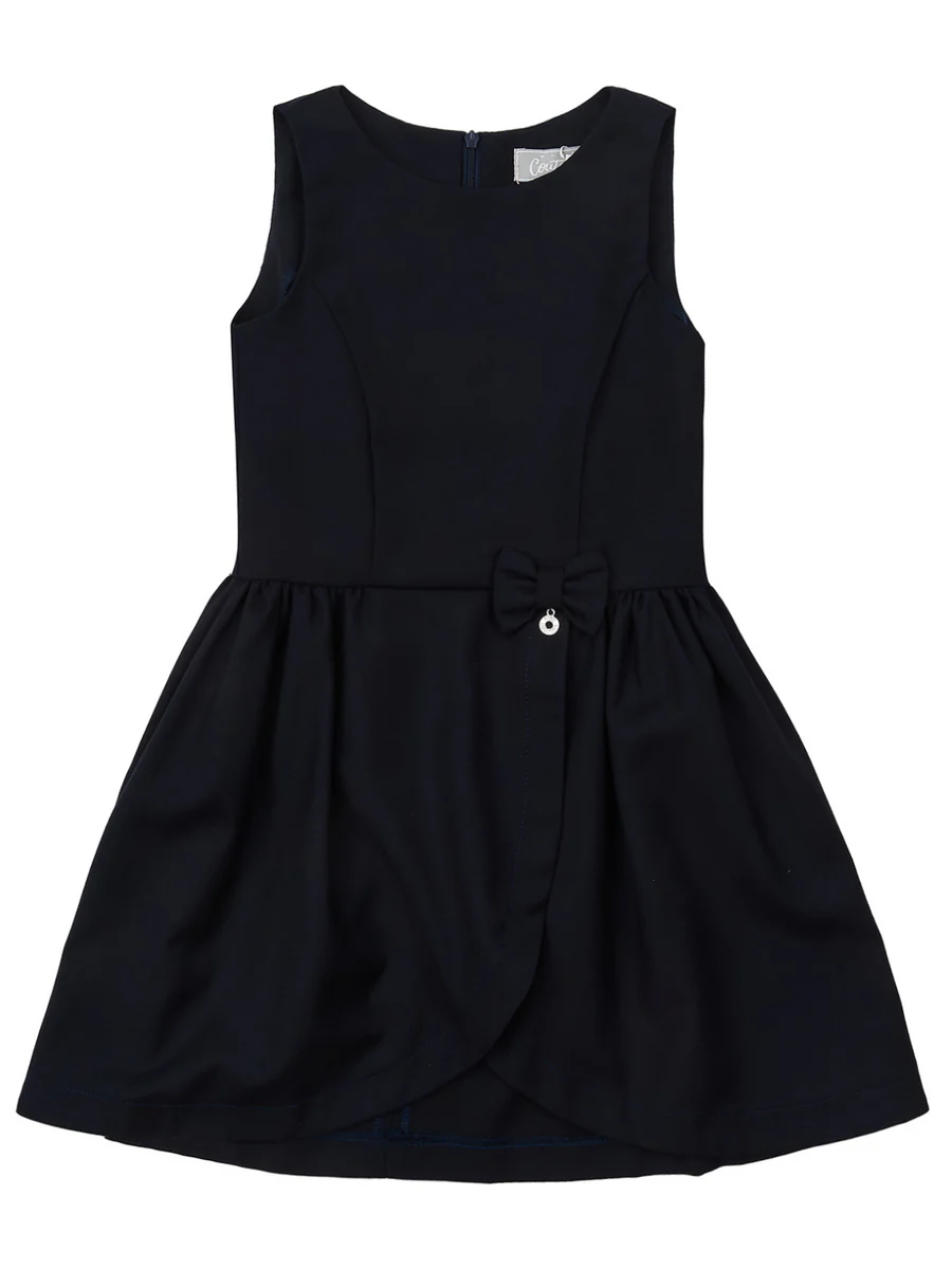 Navy Tulip Hem Girls Dress