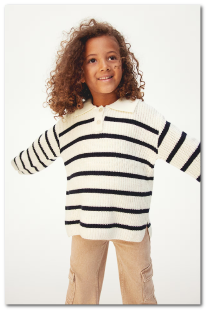 H&M Rib-Knit Polo Sweater Unisex