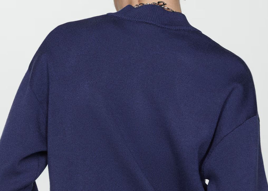 MANGO Zipped Knit Cardigan Dark Navy