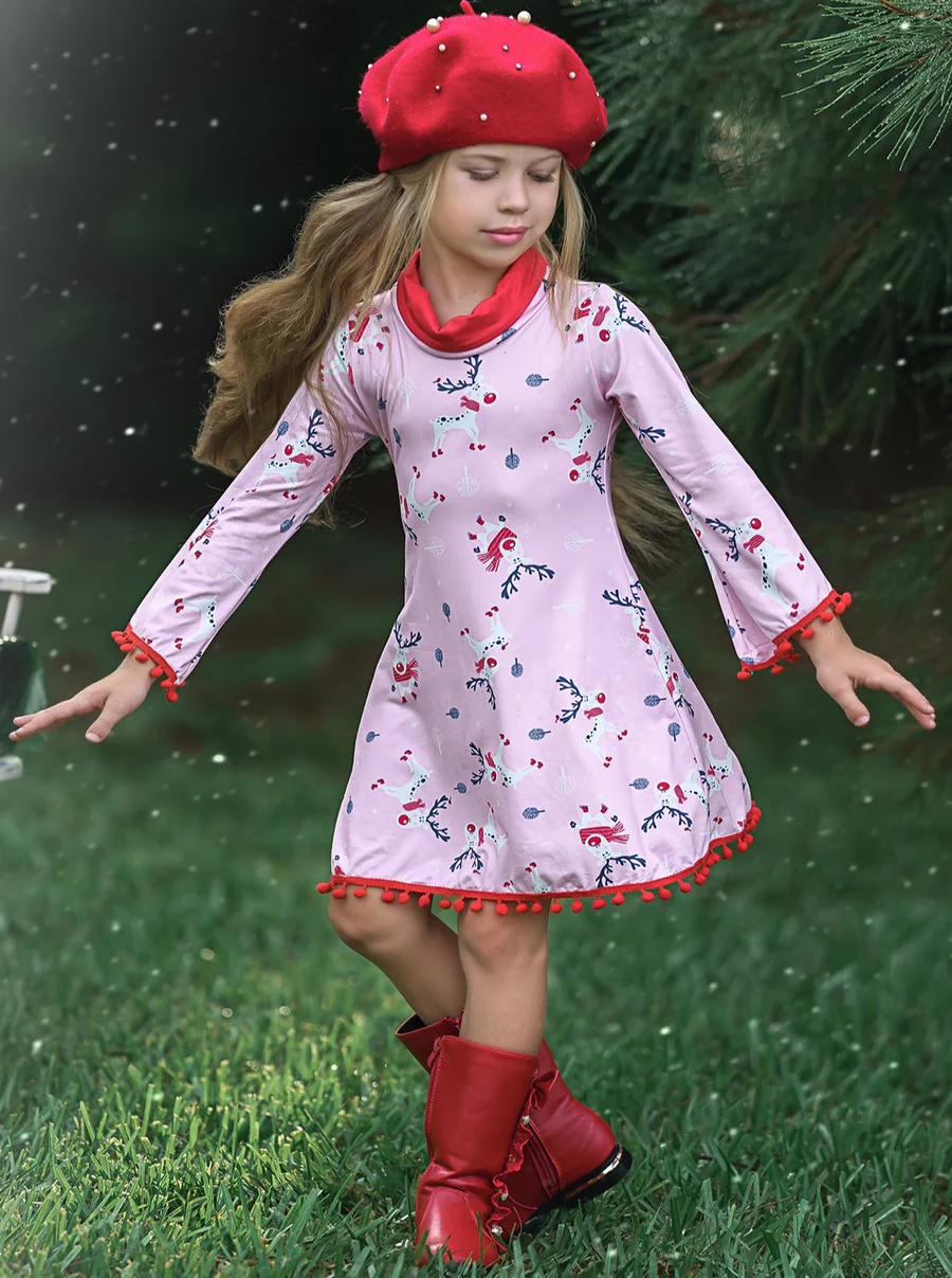 Rudolph Ready Turtleneck Pom Hem