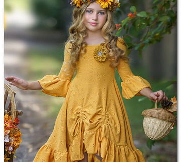 Autumntime Hi-Lo Drawstring Eyelet Ruffle