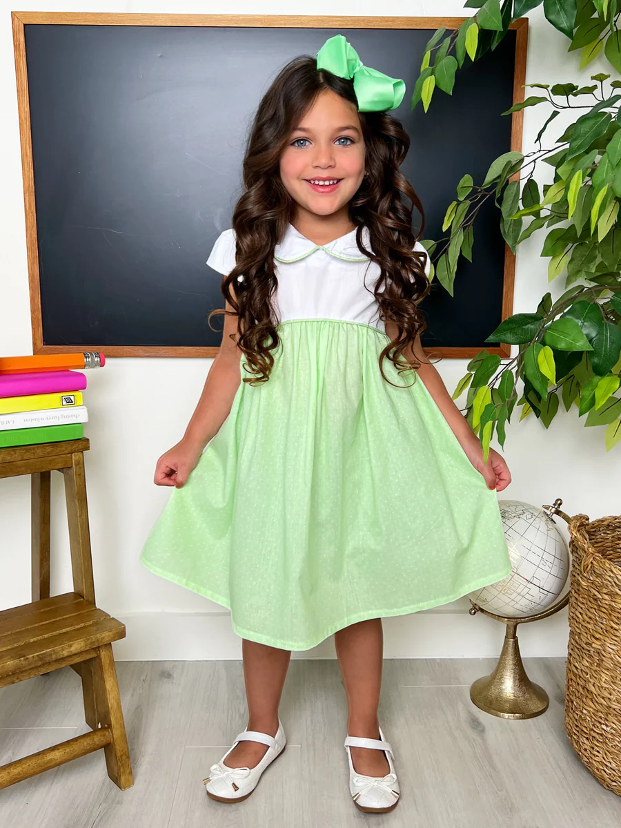 Green Glam Polka Dot A-Line Dress